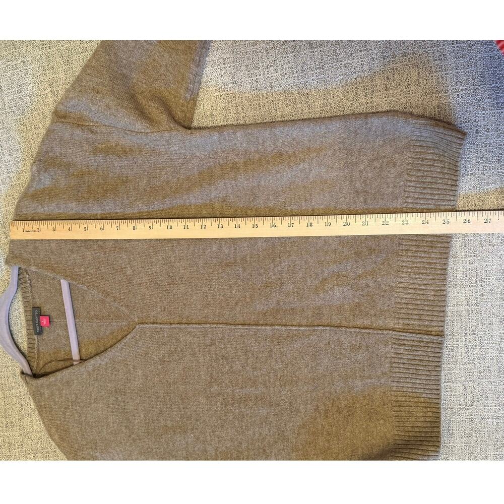 Vince Camuto Womens Large V Neck Sweater Taupe Exposed Seam Relaxed Pullover - Picture 6 of 8